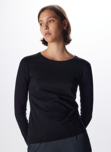 T-Shirt mit rundem Kragen und langen Ärmeln aus Baumwolle