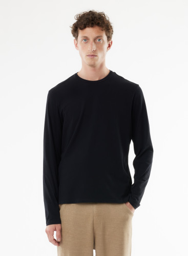 Henry Cotton / Elastane long sleeve round neck T-shirt