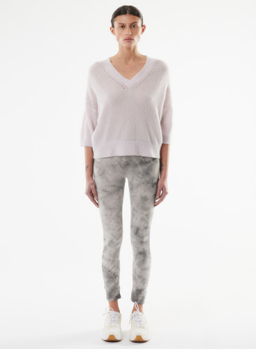 V-neck elbow sleeves sweater in Wool / Silk / Cashmere