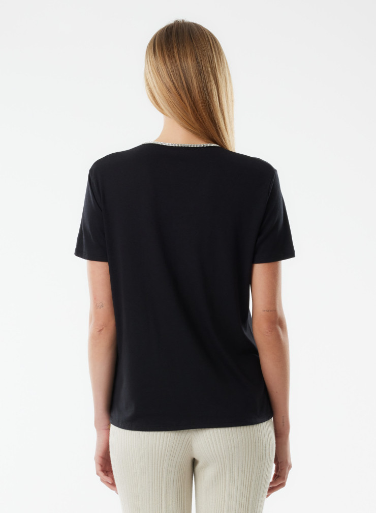 V-neck short sleeves t-shirt in Lyocell, Tencel / Organic Cotton