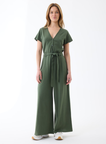 Jumpsuit short sleeves in Organic Cotton