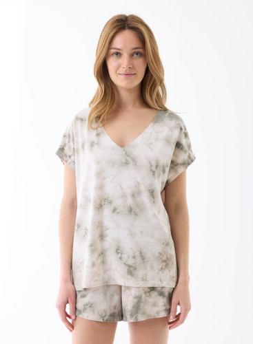 T-shirt short sleeves v-neck in Organic Cotton / Elastane