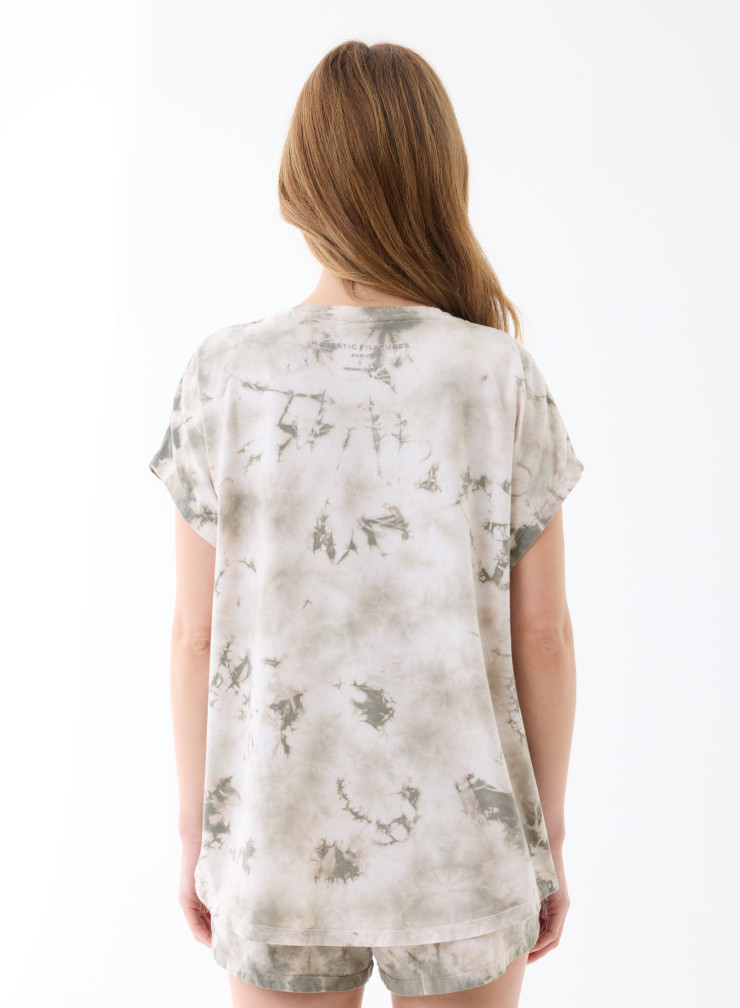 T-shirt short sleeves v-neck in Organic Cotton / Elastane